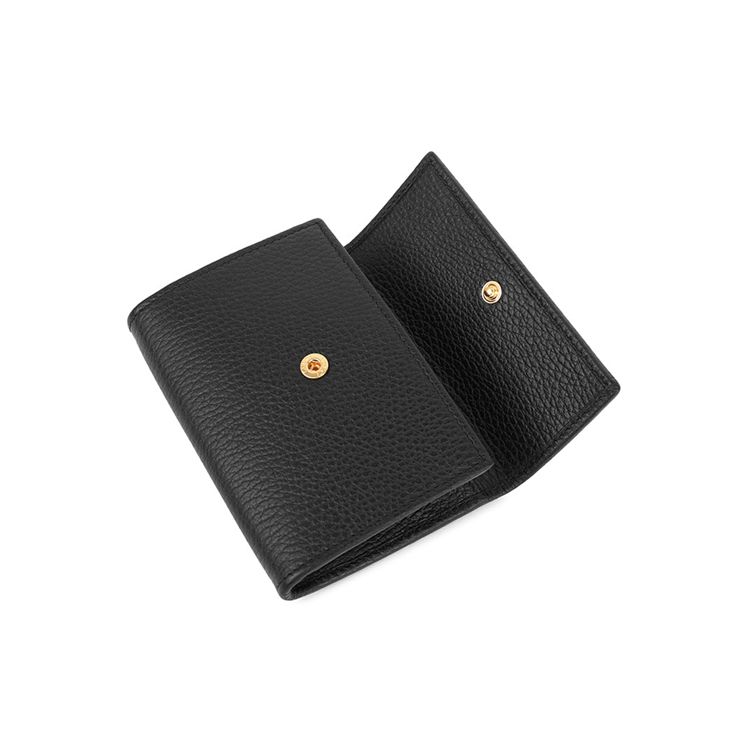 Gucci Gg Marmont Gold Logo Leather Short Flap Coin Purse Card Holder Women Wallets Black 523192-CAO0G-1000