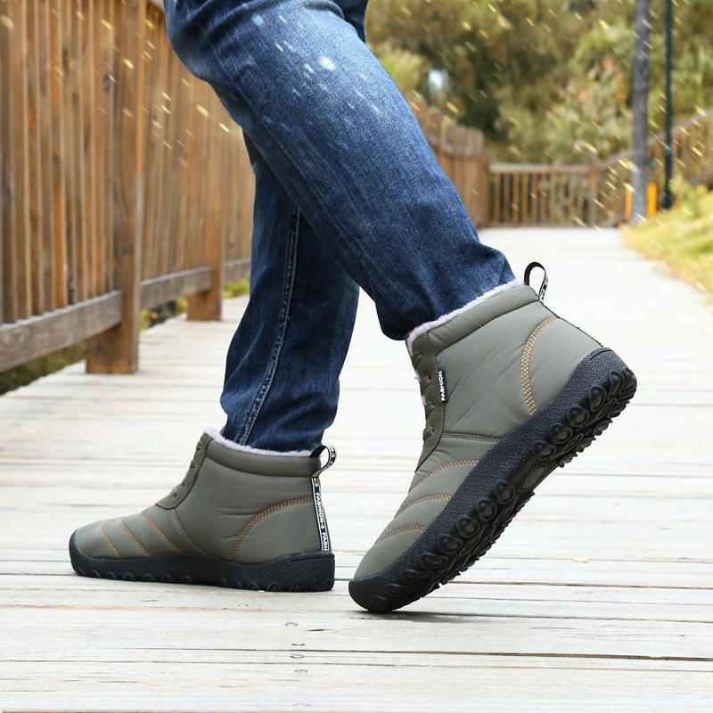 Men's Winter High-Top Plus Velvet Lace-Up Snow Boots for Middle-Aged and Elderly