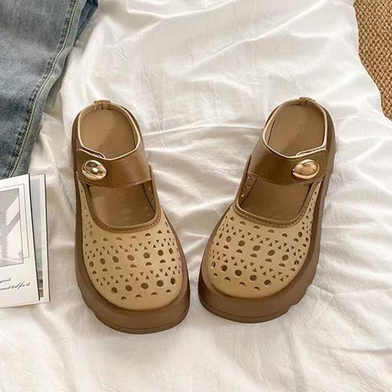 2025 vară nouă geantă de cap geantă toc sandale goale pentru femei cu vârf rotund, cu talpă groasă tip brioșă, papuci de casă casual