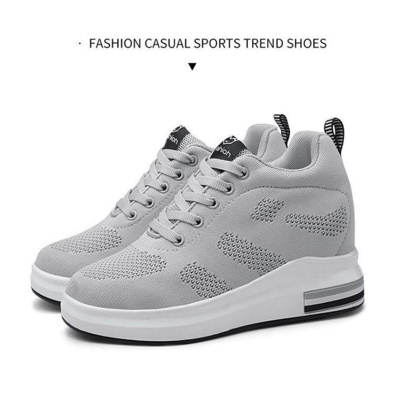 

Новые женские туфли на весну и осень, дышащие, модные, повседневные, спортивные, с увеличением высоты внутри, белые туфли для женщин 39 серый