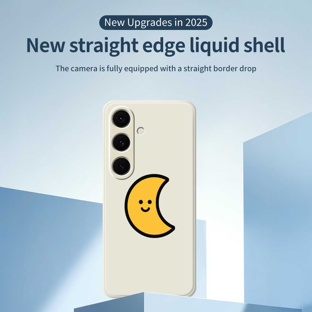 Für Samsung Galaxy S24 FE Hülle Gelbes Mondmuster Druck Gerader Rand TPU Handy Rückseite