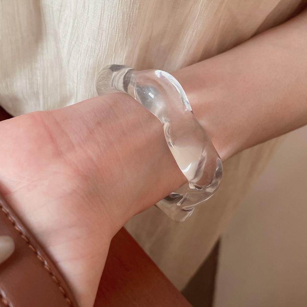 Irregular Resin Bangle Europe American Style Exaggerated Bracelet Unique Wide Open Bangle  Women