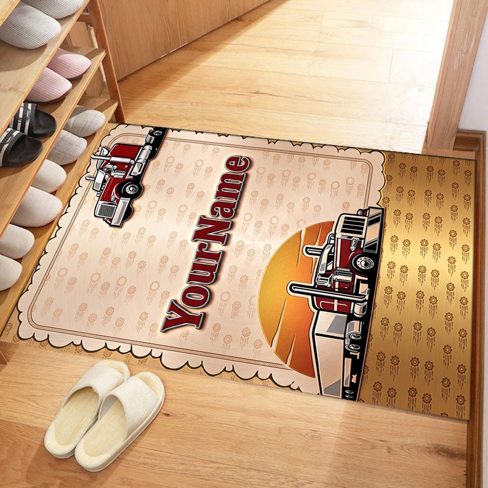 Peterbilt Heavy Trucks Customizable Name Floor Rug Office Rug Perfect for Entryway Study Room Game Room Playrooms Antislip Carpet Anime Office Decor