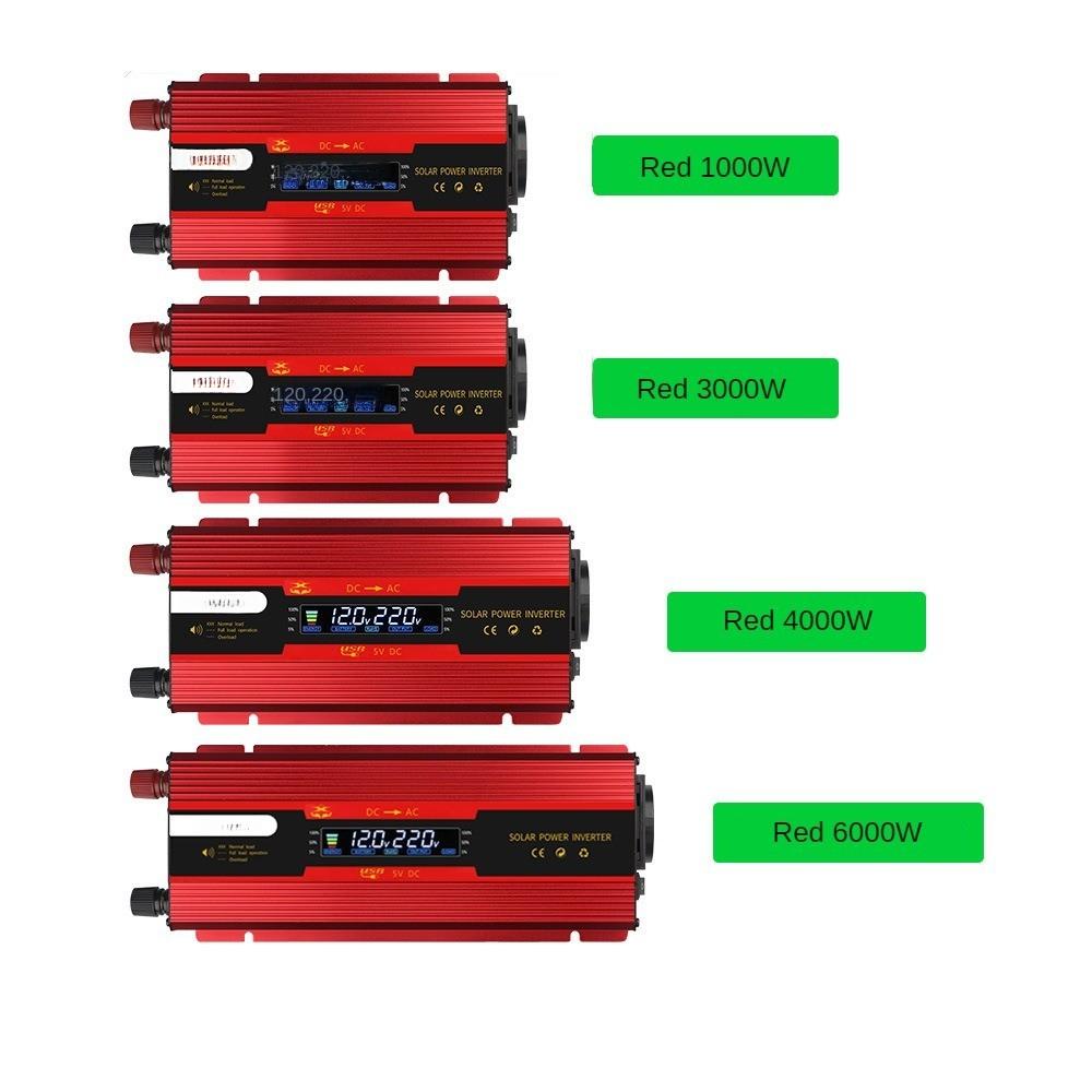 1000W/3000W/4000W/6000W Solar Sine Wave Power Converter Household Digital Display Voltage Transformer Intelligent Portable Car Inverter