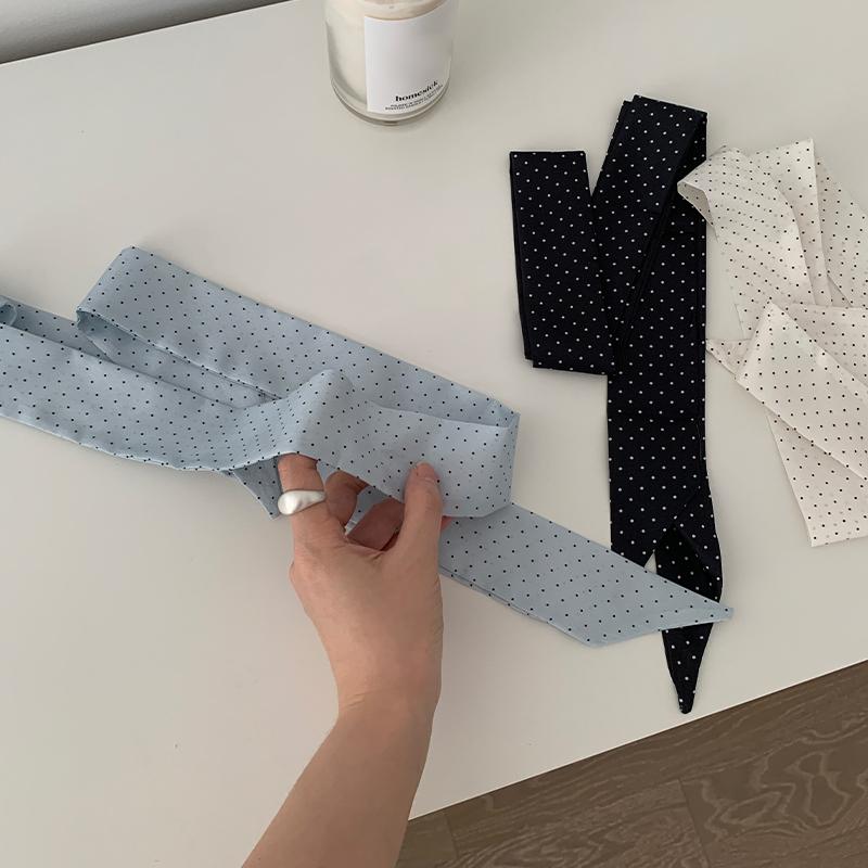Women Narrow Long Scarf 190X4.5Cm Polka Dot Tie Bag Ribbon Headband Choker Streamer Lady Accessories