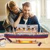 Titanic Wooden Building Block Toys LED Version Model Assembly Set For Home Desktop Decoration Gifts For Couples Women Kids 12+