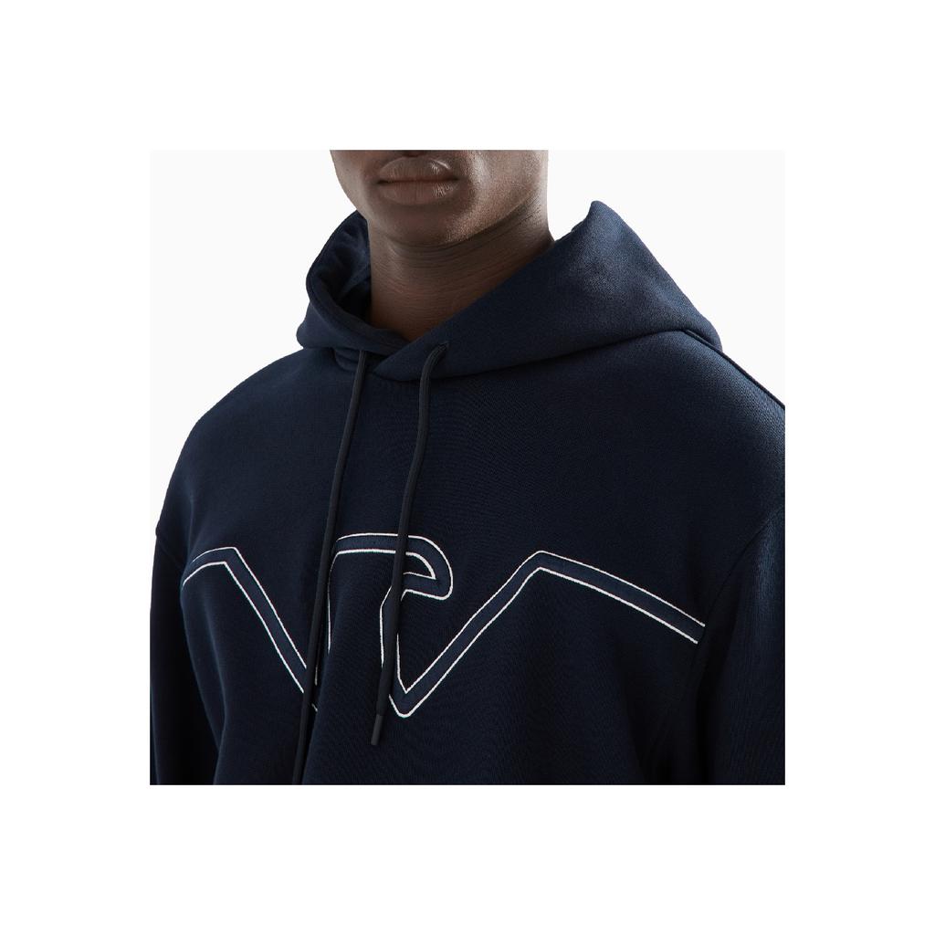 Emporio Armani Ss24 Letter Logo Embroidered Hooded Long Sleeve Sweatshirt Men Sweatshirt Navy-Blue 6D1MD2-1JWPZ-09U2