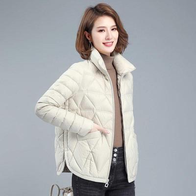 Autumn and Winter Women's Plus Size Padded Lightshort Loose Warm Simple Solid Colour Versatile Casual Lapel Coat