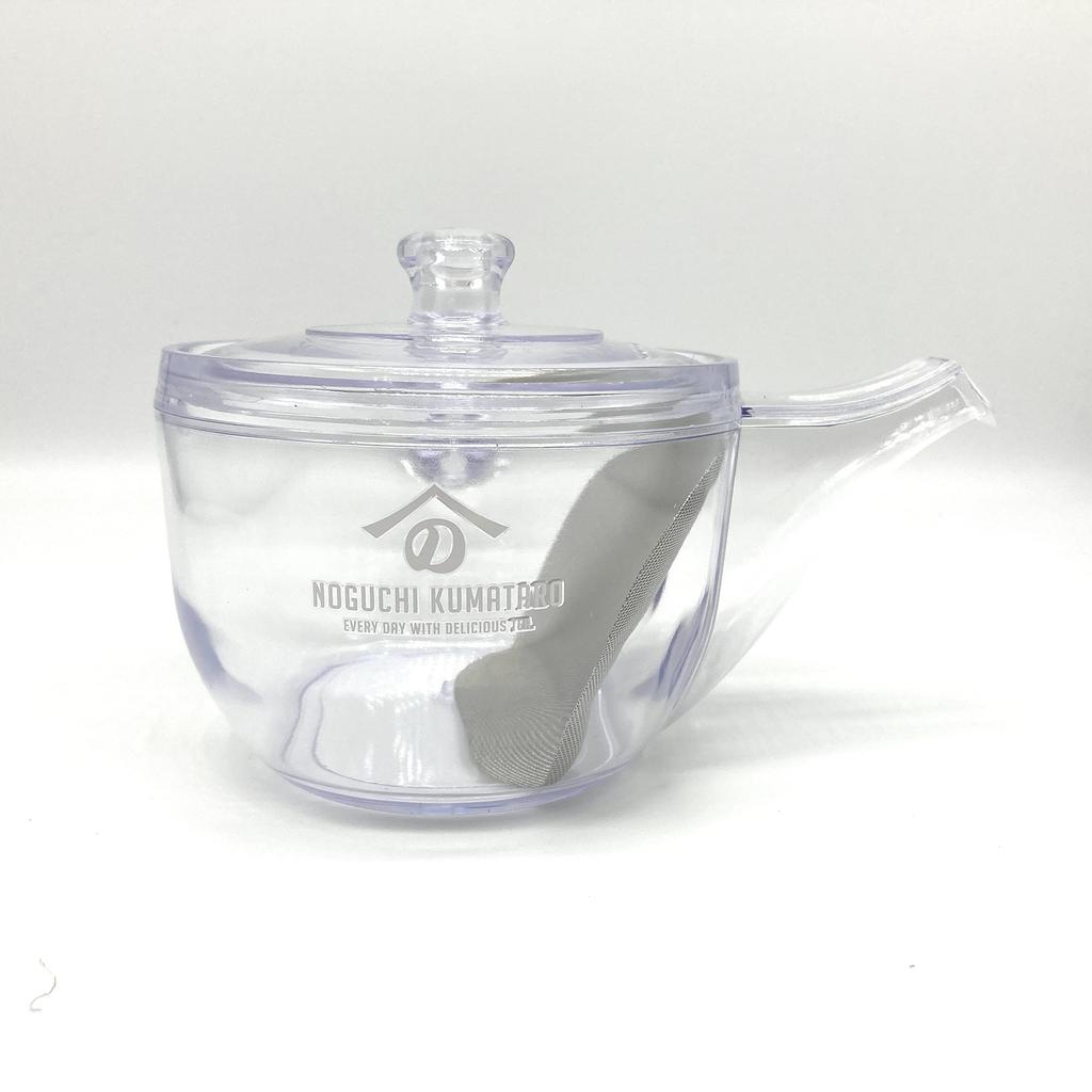 Unbreakable Transparent Teapot (Clear, with Noguchi Kumataro Tea Garden Exclusive Logo) Includes Tea Brewing Instructions Leaflet Made in Japan