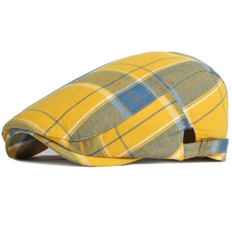 HT4800 Beret Caps Men Women Vintage Plaid Artist Painter Beret Hat Male Female Ivy Flat Cap Spring Summer Adjustable Mens Berets