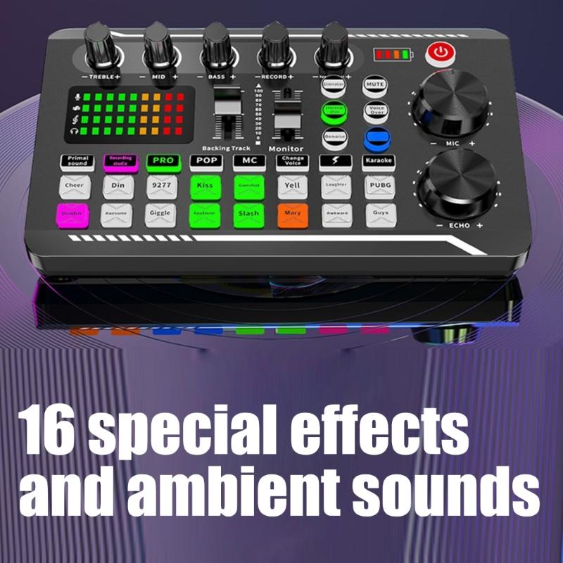 Professional F998 Sound Card & BM800 pickup Set with Wind Screen & Adjustable Stand for Podcasting Music Recording