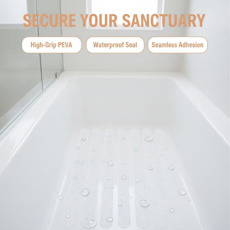 6/12/24Pcs Anti-Slip Shower Stickers For Bathtub Shower Floor Safety Strips With Scraper Ideal For Families Kids Adults Seniors
