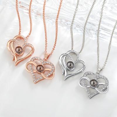 One Hundred Sentences I Love You LOVE Necklace, High-end Projection Stone One Hundred Languages Love Necklace
