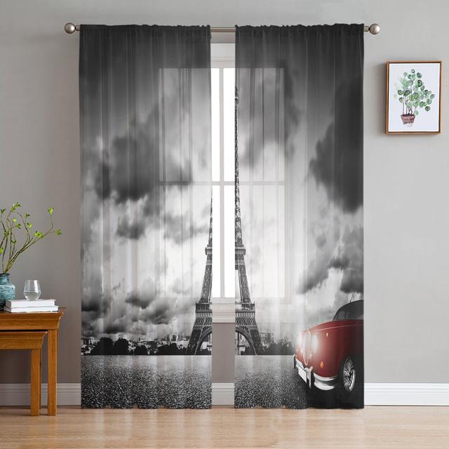 Rote High Heels Eiffelturm Schmetterling Tüll Vorhänge Für Schlafzimmer Moderne Voile Vorhänge Hause Dekoration Fenster Vorhänge