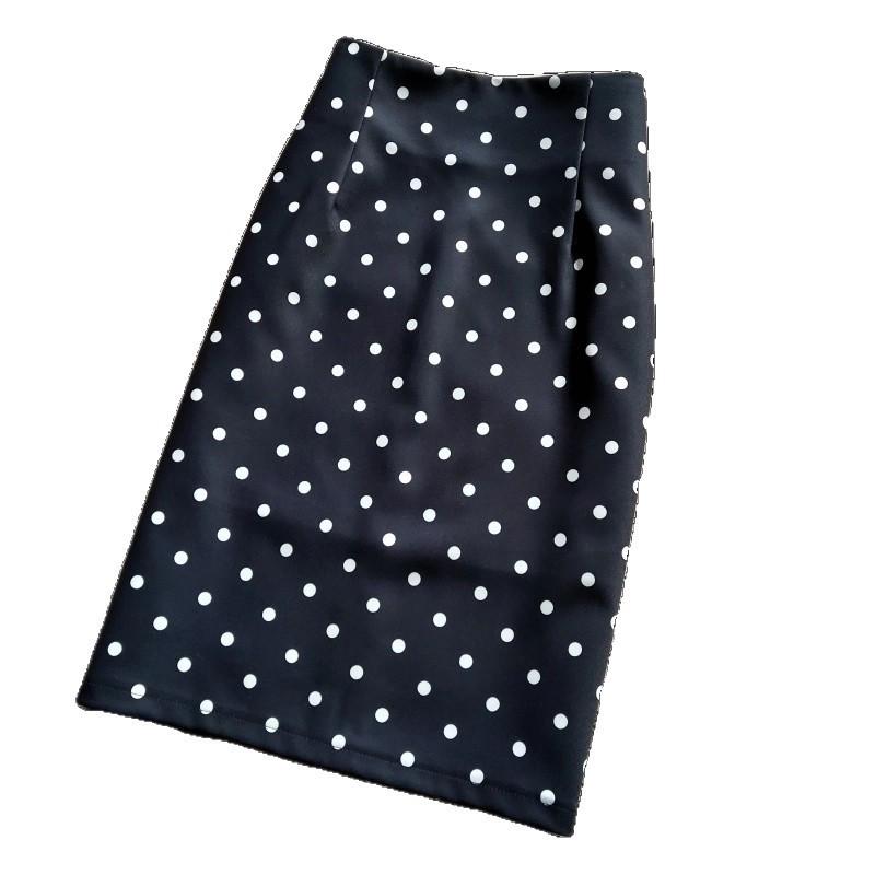 Jupe Midi Bodycon Rétro à Pois Taille Haute – Mode Printemps/Été