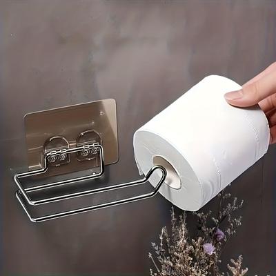 1 Stück Taschentuchspender, Multifunktions-Toiletten- und Küchenrollenpapierhalter, Edelstahl, wiederholt waschbar, Haken, Rack, Badezimmer-Aufbewahrung