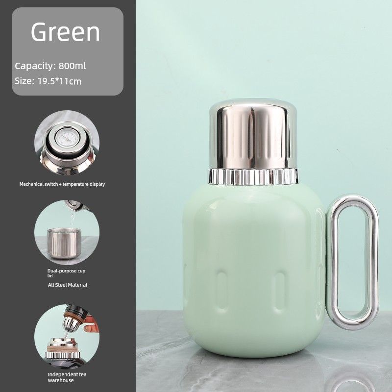 Large Capacity Thermos Cup Ikea 316 Stainless Steel Thermos Pot Household High-End Mechanical Temperature Display Teapot Warm Water Kettle