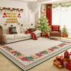 Christmas Gingerbread Man Area Rug Red Base Holly Border Soft Non Slip Washable Carpet for Living Room Holiday Decor
