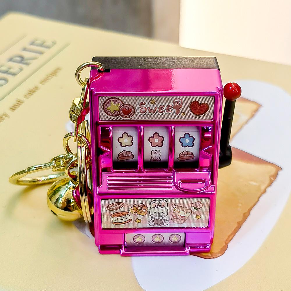 Retro Joystick Fruit Machine Keychain: Playable Spin Wheel Pendant Toy