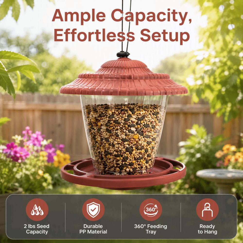 With Suspension Wire Bird Feeding Container Transparent Container Bird Seed Container  Garden Use