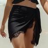 Beach Cover Up Adjustable Waist Strap Two-Wear Design Bandeau Skirt Lightweight Chiffon Cover Up with Lace Details Anti-Wrinkle Beachwear