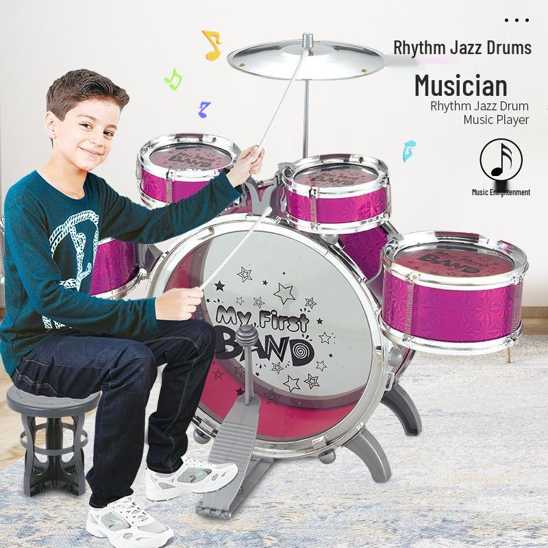 Kids' Drum Kit with Lights & Mic - Electronic Keyboard and Percussion Musical Toy