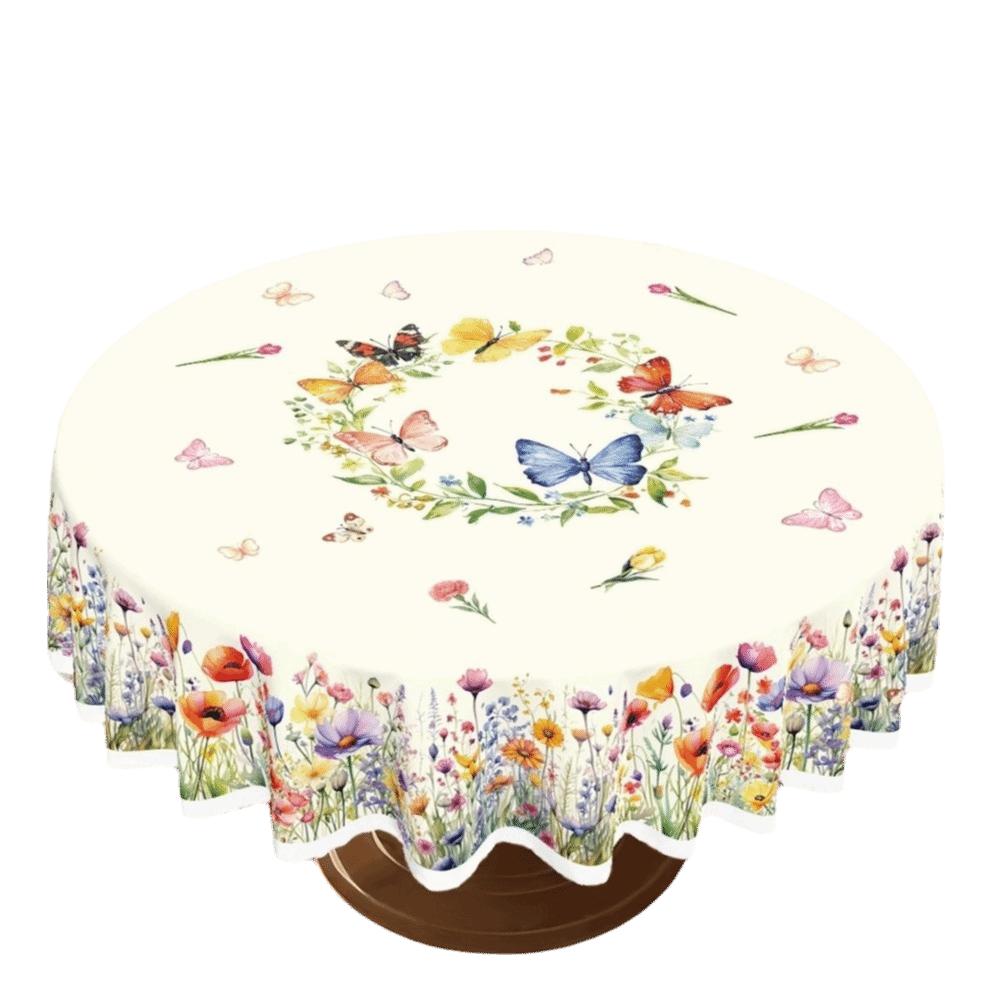 Sweet Sweet Floral Tablecloth Embossed Edge Waterproof Desk Decoration Cloth Anti-fouling Rabbit Butterfly Table Mat Dining Room