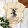 Cute Witch Black Cat Apothecary Vintage Halloween T Shirt For Spooky Season Vintage Graphic Versatile Comfortable