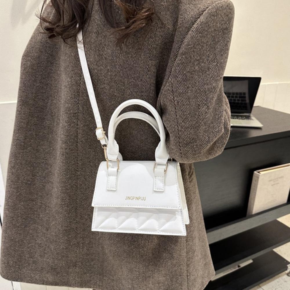 All-match Plaid Leather Square Bags Korean Style Crossbody Bag Simple Single Shoulder Bag  Travel