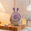 5xSmall Tabletop Fan Circular Grille USB Desk Stable Base for Desktop, Dorm Room Pink Rabbit