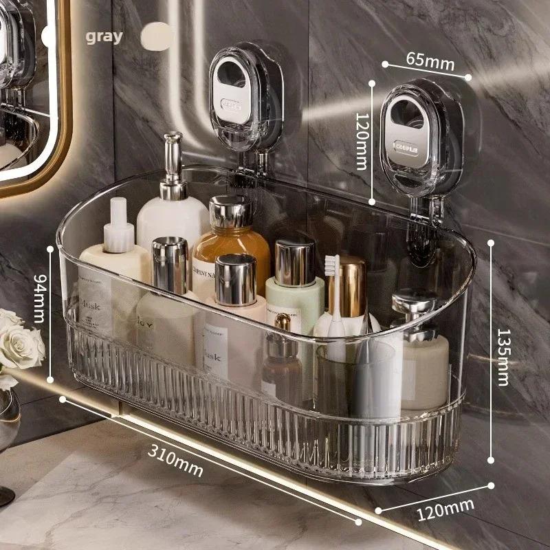 Shower Suction Cup Shelf Basket Light Glacier Pattern One Second Installation bathroom Organizer Storage Rotating to Suck Remove