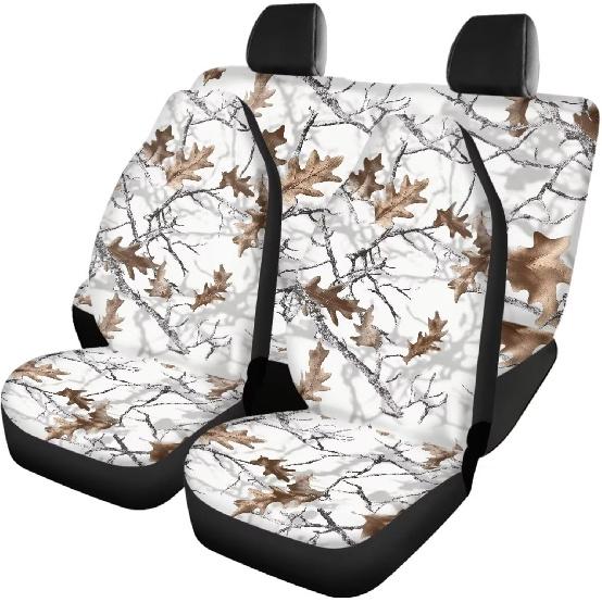 

Howilath Sea Turtle Print Car Seat Cover Set 4 Pack Boho Floral Front & Rear Seat Protectors Universal Fit Auto Accessories Fit Most Vehicle White Hunting Camo Forest