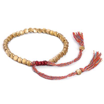 Tibetan Braided Knitting Copper Beads Lucky Rope Bracelet Bangle Unisex Jewelry
