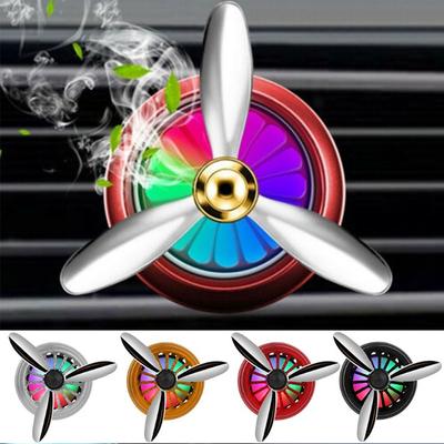 Propeller Shape Car Perfume Air Freshener LED Light Odor Removal Aromatherapy Air Conditioner Outlet Clip Car Interior Decor