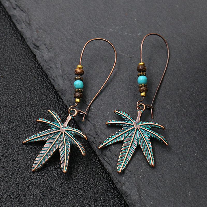 Vintage Bohemian Drop Dangle Earrings for Women Blue Stone Tassel Handmade Zircon Ethnic Boho Geometric Statement Earrings