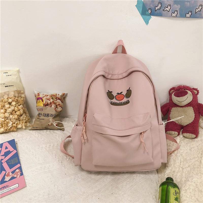 Cute Orange Cartoon Print Student Leisure Backpack For Daily And School Use
