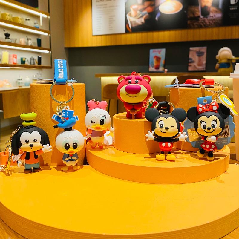 Genuine Lotso Mickey Plush Keychain - Creative Couple Bag Pendant Car Keyring Small Gift.