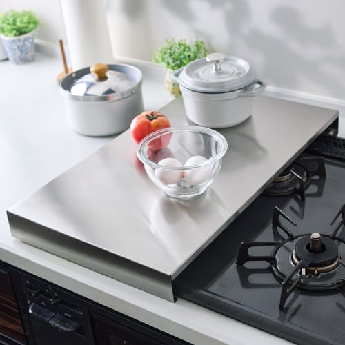 CICADA Gas Stove Cover, Cat Design, Stainless Steel, 3-Burner, Exhaust Vent, 3-Burner, Worktop, 2-Burner, Wide, Kitchen, 31 x 54 cm