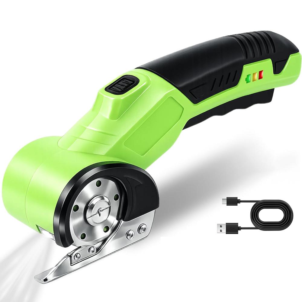 Cordless Electric Scissors 4V Rechargeable Box Cutter Powerful Cutter for Carpet & Cardboard Cutter Tool with LED Light