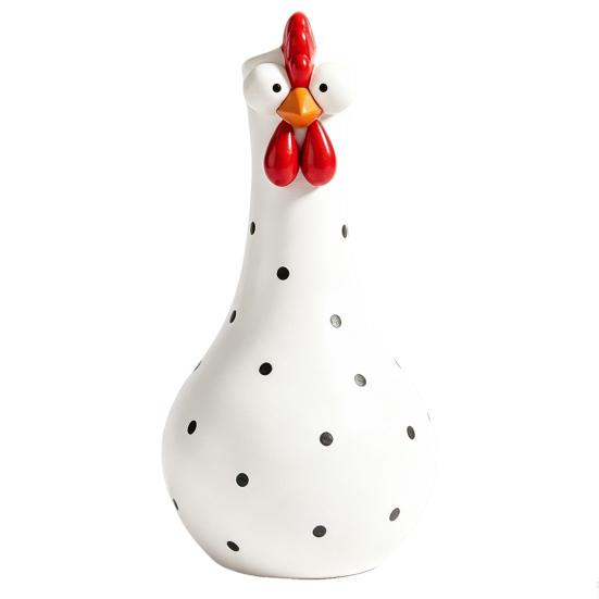 Weather Resistant Garden Art Resin Big Eyed Chicken Vase for Flowers, Cute Animal Planter, Small Flower Decorative Figurine Home Pot, Statue