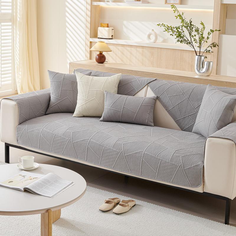 Pure Cotton Sofa Cushion Fabric Non-Slip Sofa Cover Modern Simple Straight Row Sofa Cover Four-Season Universal Seat Cushion