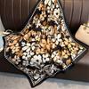 90Cm Luxury Fancy Square Scarf For Ladies Flower Print Silk Scarf Women Bandana Large Hijab Female Shawl Scarves Warps