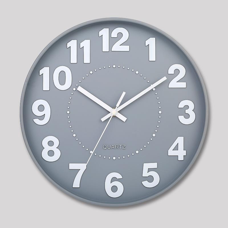12 Inch 30CM Silent Wall Clock, Creative and Fashionable, Three-dimensional Digital Minimalist Clock for Home Living Room