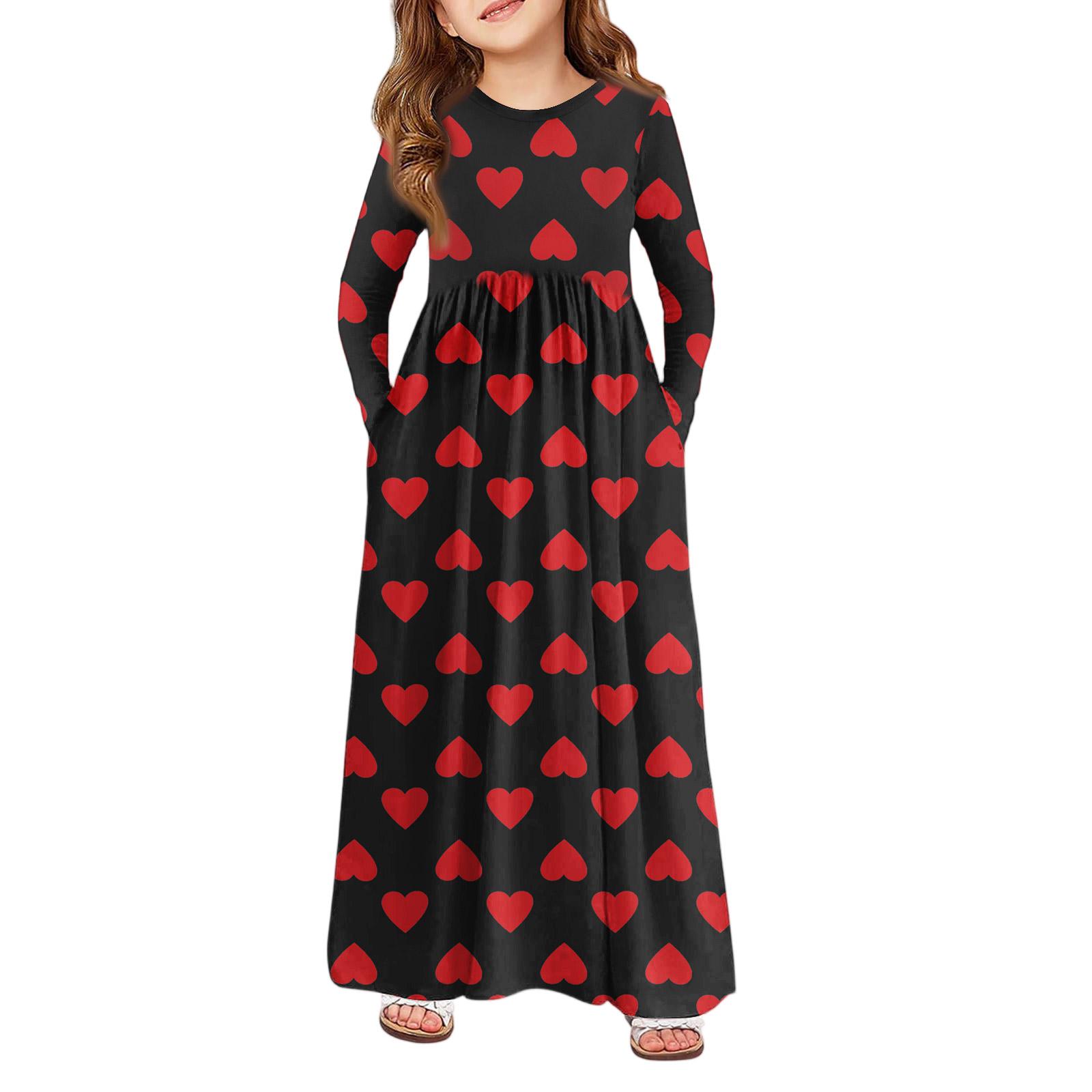 

Girls Maxi Dress - Long Sleeve Pocket Dress Valentine s Day 160 винний
