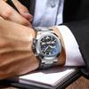 Luxury Watch Men Business Fashion Waterproof Stainless Steel Chronograph Moon Phase Quartz Wristwatch Male Clock