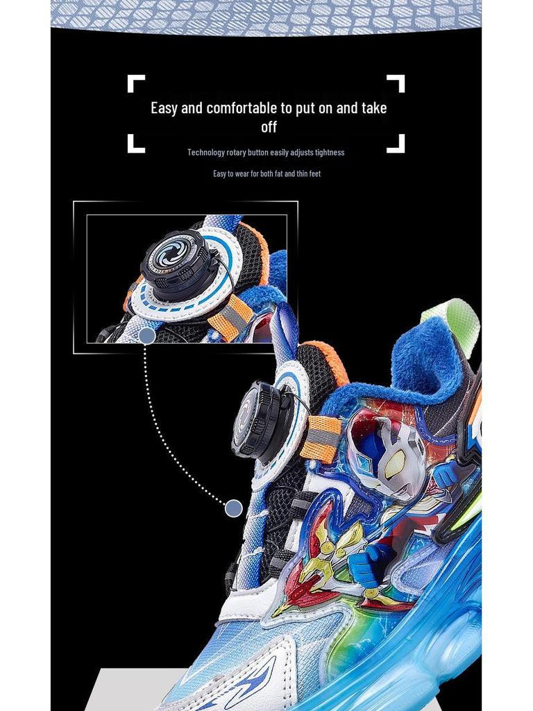 Boys' 2025 Winter Cartoon Sports Luminous Light-Up Shoes: Warm, Anti-Slip, Plus Velvet