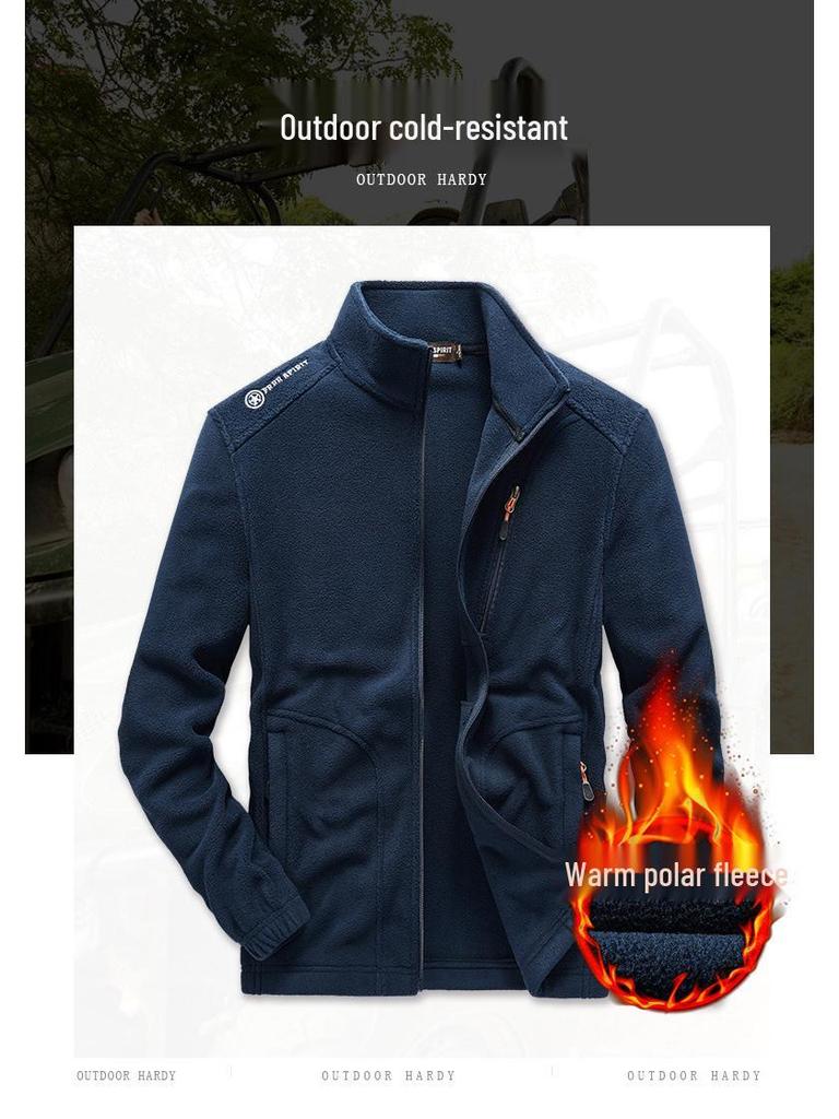 Men's Double-Sided Polar Fleece Jacket: Warm Cardigan for Students, Outdoor Sports & Casual Wear
