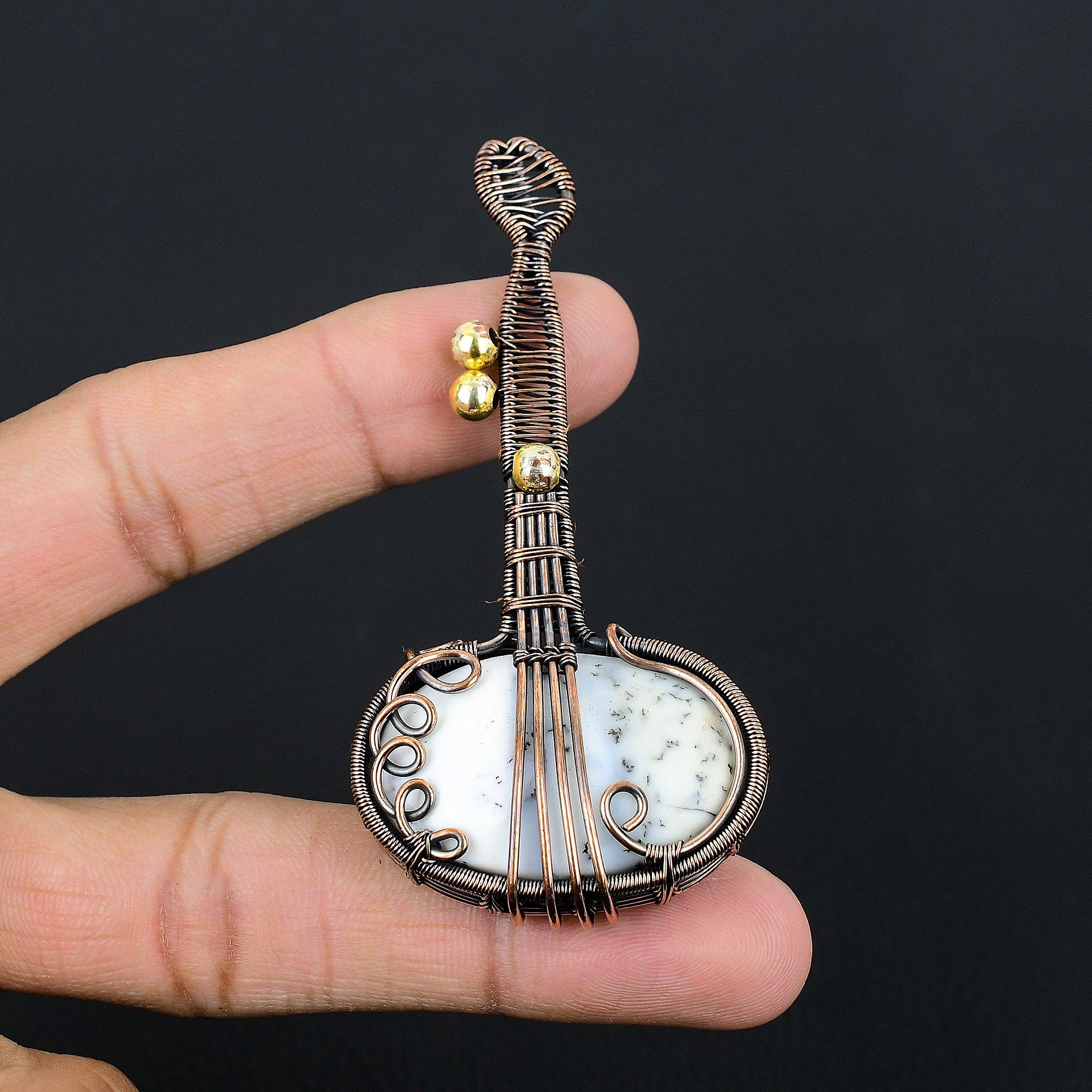 

Dendrite Opal Pendant Gemstone Jewelry, 999 Copper Wire Wrapped Pendant, Gift For Women Handmade Pendant 2.55 Inches
