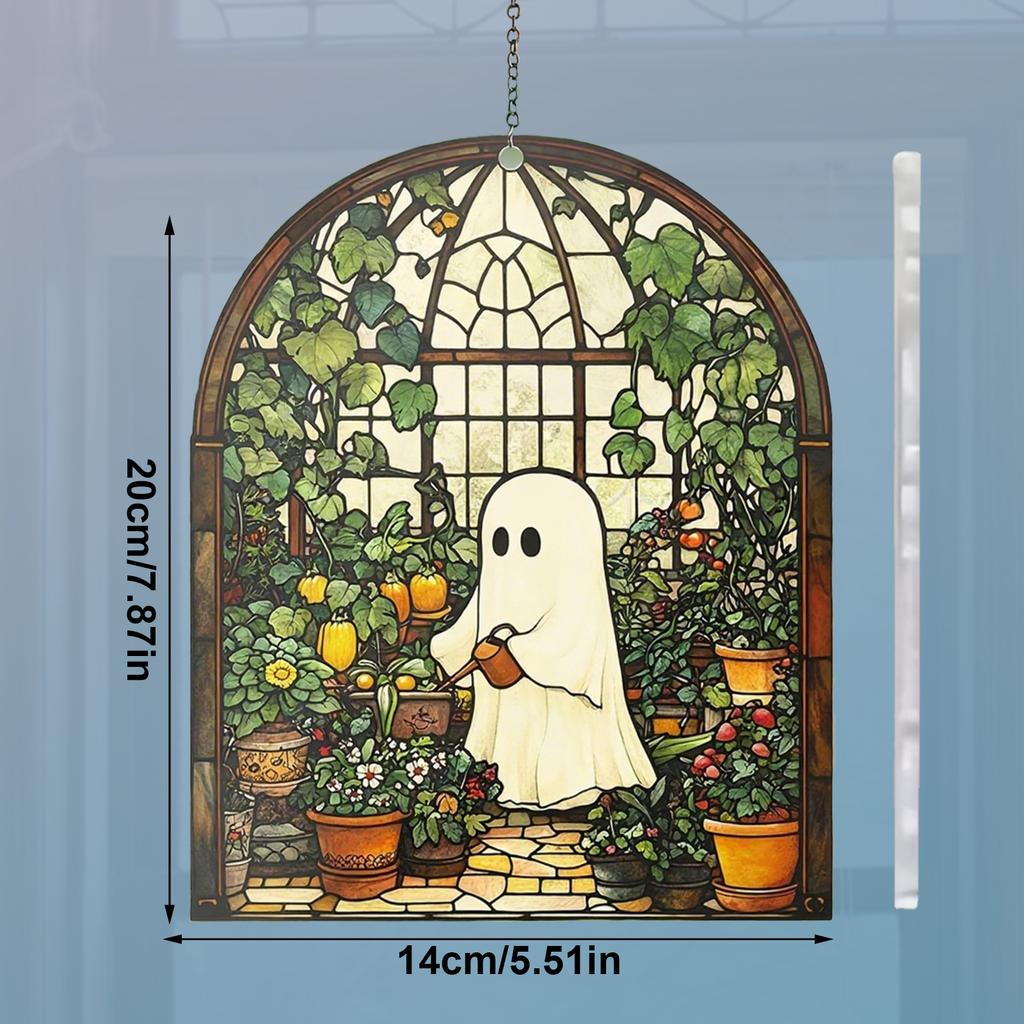 Gotický Duch Lapač Slunce Akrylová Závěsná Ozdoba na Okno Barevný Projektor Stínů Halloweenská Dekorace Strašidelného Domu Rekvizita Ideální Dárek