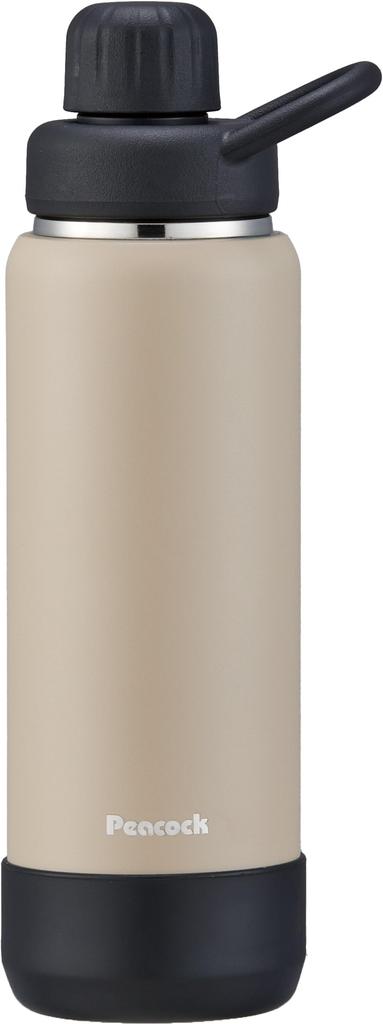 [Carry-Away Bottle for Carbonated Drinks] Peacock Thermos Water Bottle, Beige, 0.7L, Insulated, Carbonated, Direct Drinking, Sports, Handle, Thermos
